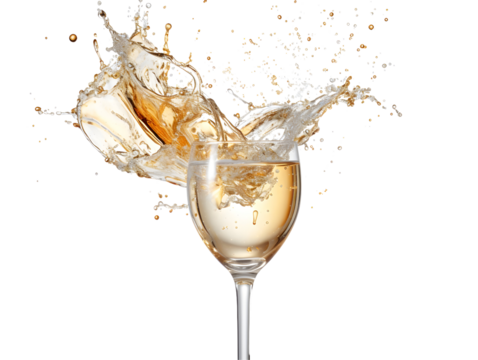 Dynamic splash of sparkling wine in a crystal glass, capturing the essence of festive vibe