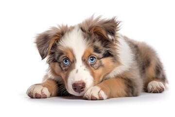 A Cute Puppy with Mesmerizing Blue Eyes Resting Comfortably