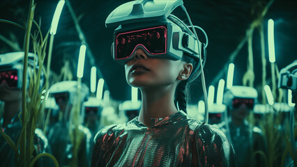 Naklejka premium Metaverse Cyberpunk City Fashion