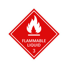 Flammable liquid sign red square. Flammable liquid symbol, Vector Illustration