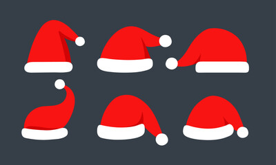 Santa Claus hat collection, vector, illustration, flat design