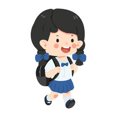 Kid Girl student with backpack education concept