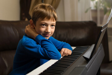 Thoughtful Boy with Piano