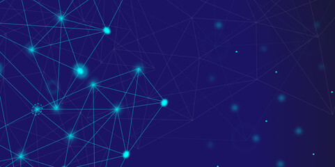 Digital plexus of lines and dots background. Connected polygons plexus abstract background. 