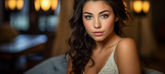 Portrait of beautiful young woman looking at camera