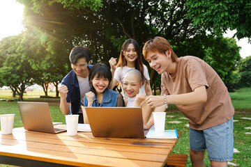 Image of a group of Asian students studying together