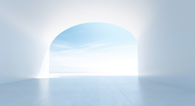 Empty White Room With a Light at the End of the Tunnel © pham