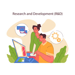 Innovation cycle. Generation of a creative idea or business solution. Start up or new project development. Research and development. Flat vector illustration