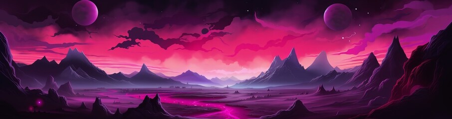 Purple Sci-Fi Planet and Cosmic Moonscape