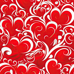 Red Hearts Seamless Pattern Background Digital Paper, Romantic Pattern Backgrounds