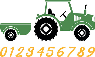 Birthday Tractor SVG Cut File for Cricut and Silhouette, EPS ,Vector, PNG , JPEG, Zip Folder