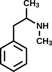 Methamphetamine structural formula, vector illustration