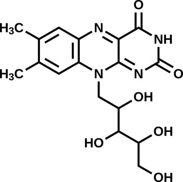 Riboflavin structural formula, vitamin B2 vector illustration