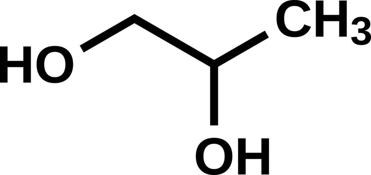 Propylene glycol structural formula, vector illustration 
