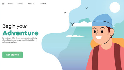 Vector Hiking Landing Page Template