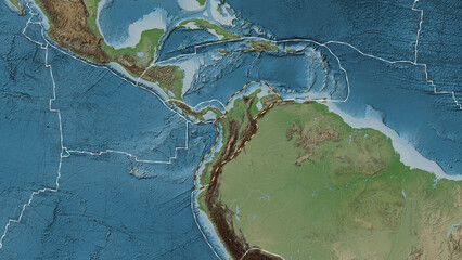 North Andes plate dashed. Eckert III. Topografic