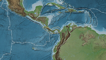 Panama plate outlined. Eckert III. Topografic
