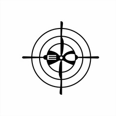 Chef logo design with a unique concept. Illustration of tie, knife and target circle in compass concept.