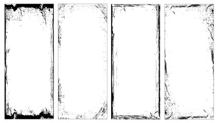 Vector Frames with rough edges . Rectangles for image. distress texture . Grunge tiny frame borders isolated on the background . Dirt effect. Grunge border frames. Abstract vintage frames set.