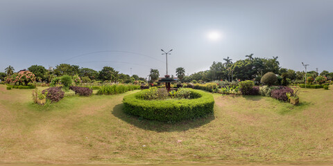 full spherical 360 hdri seamless panorama in equirectangular projection, panorama in park green zone in indian city, VR content