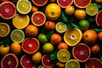 continuous backdrop featuring citrus fruits. Generative AI