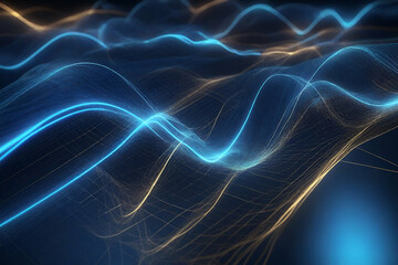 Blue luminous line wave form moving forward