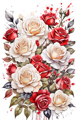 Beautiful Bouquet of flowers, watercolor illustration ai generated 