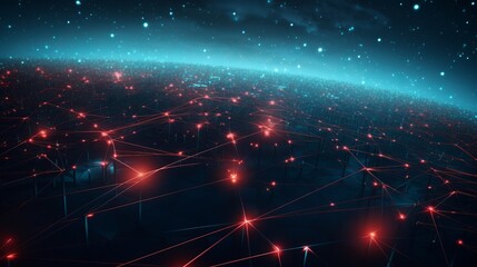 Obraz premium Futuristic Connected Blue Lines on Dark Background