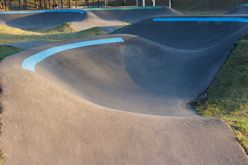 Bicycle pumptrack in a city park.