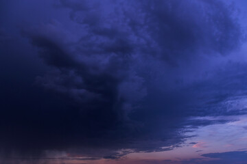 Naklejka na ściany i meble Epic Storm clouds, sky, blue violet dark rain clouds background texture, thunderstorm
