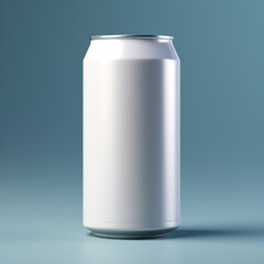 Fotografia de estilo mockup con detalle y textura de lata de refresco de color blanco, con reflejos de luz y fondo neutro