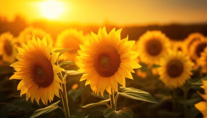 Obraz premium sunshine on a field of flowers