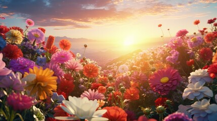 Obraz na płótnie Canvas sunshine on a field of flowers