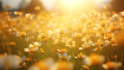 Sunshine of field of flowers