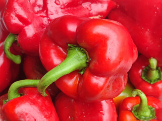 pile of fresh raw red bell pepper 