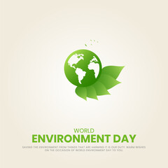 World Environment day, Creative Concept design for banner and poster. 3D illustration