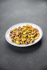 pistachios peeled without shell nut healthy eating cooking appetizer meal food snack on the table copy space food background rustic top view keto or paleo diet vegetarian vegan food