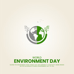 World Environment day, Creative Concept design for banner and poster. 3D illustration