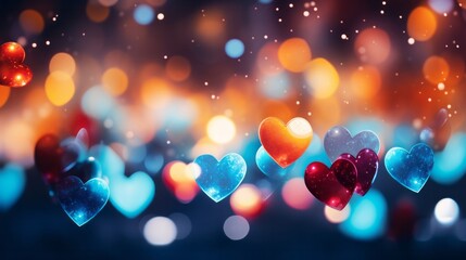 A blurry photo of a bunch of bokeh hearts. A Dreamy Collection of Hearts in Soft Focus wallpaper Background