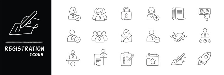 Registration Icons. Variety of Sign Up Symbols and Account Creation Graphics for a seamless registration process.
