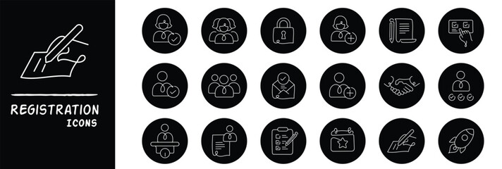 Registration Icons. Variety of Sign Up Symbols and Account Creation Graphics for a seamless registration process.