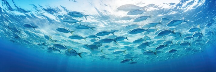 Sea fish in large quantity underwater in tropical sea.