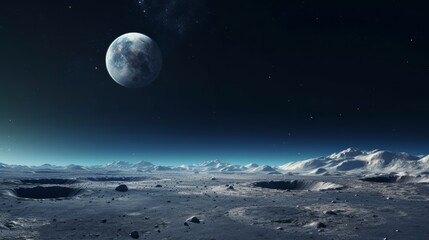 Naklejka na ściany i meble Earth and Moon in space. Lunar surface.