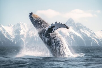 A whale jump out of sea water in ocean