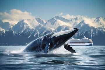 A whale jump out of sea water in ocean