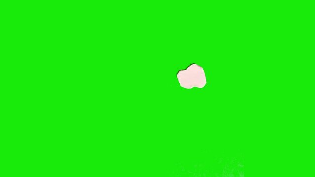 Plasticine white spot falling on a green chromakey background. Stop motion animation