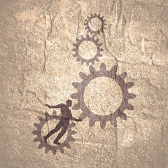 Business operation process management tiny person concept. Company organization, control and monitoring with effective work flow. Performance efficiency. Rpa, robotic process automatization.