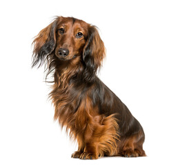 Brown teckel dog isolated on white background