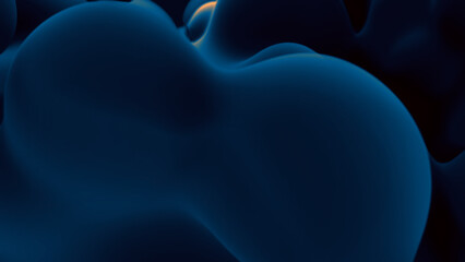 dark blue or teal fantastic wax drops float - abstract 3D rendering