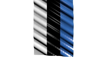 nice holiday flag 3d illustration. - shining flag of Estonia with big folds hangs from top isolated on white